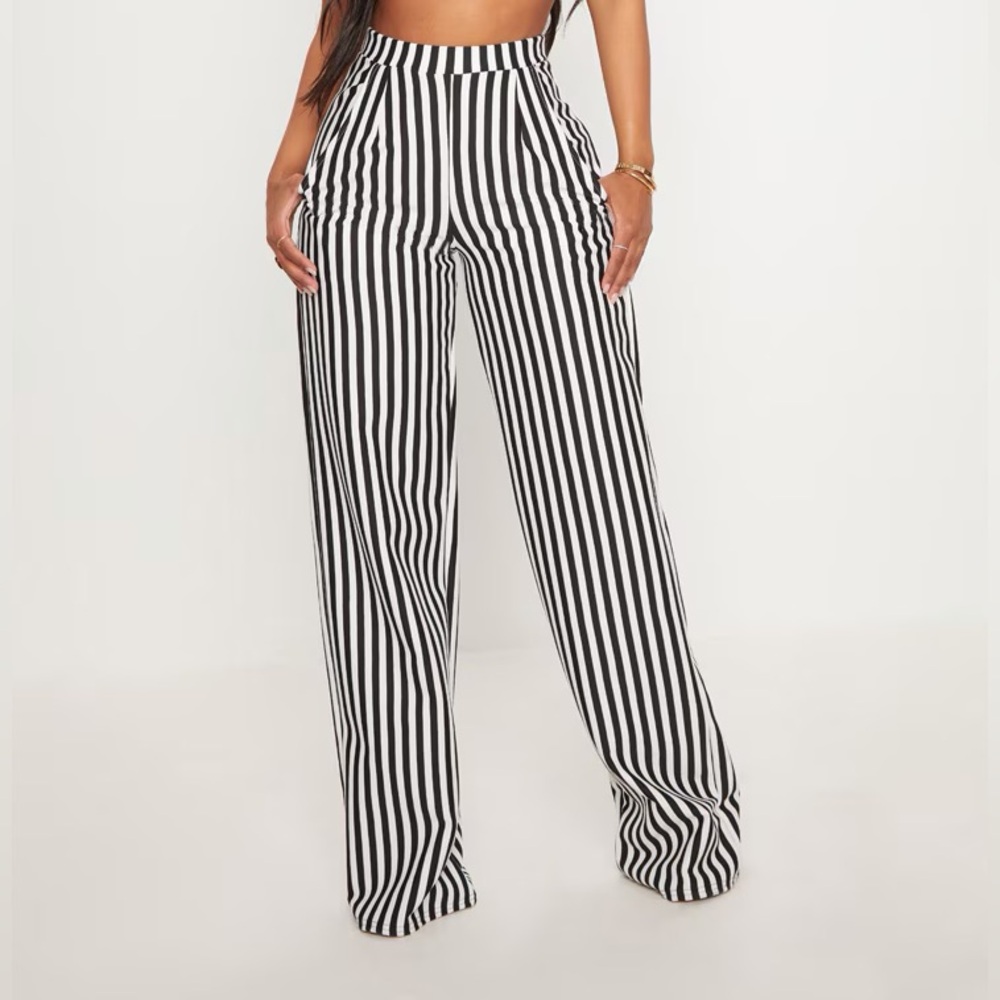 Black and White Striped Women's Pants